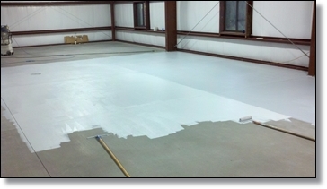 This shows Hydro-seal 75 apllied as primer for seamless floor